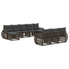 Tuinbankenset poly rattan 10 personen grijs