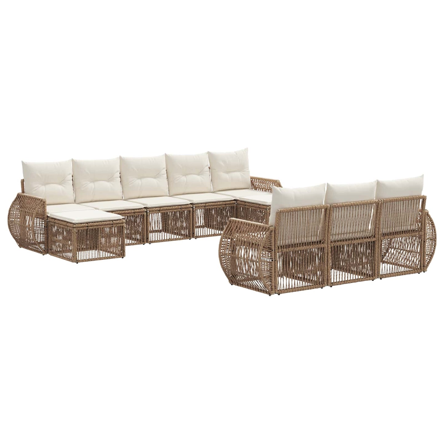 Tuinbankenset 10 pcs Beige en Crème Wit poly rattan