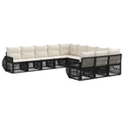 Tuinbankenset 11 personen poly rattan zwart cream wit