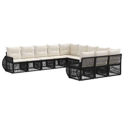 Tuinbankenset 11 pcs Zwart en Cream Wit poly rattan