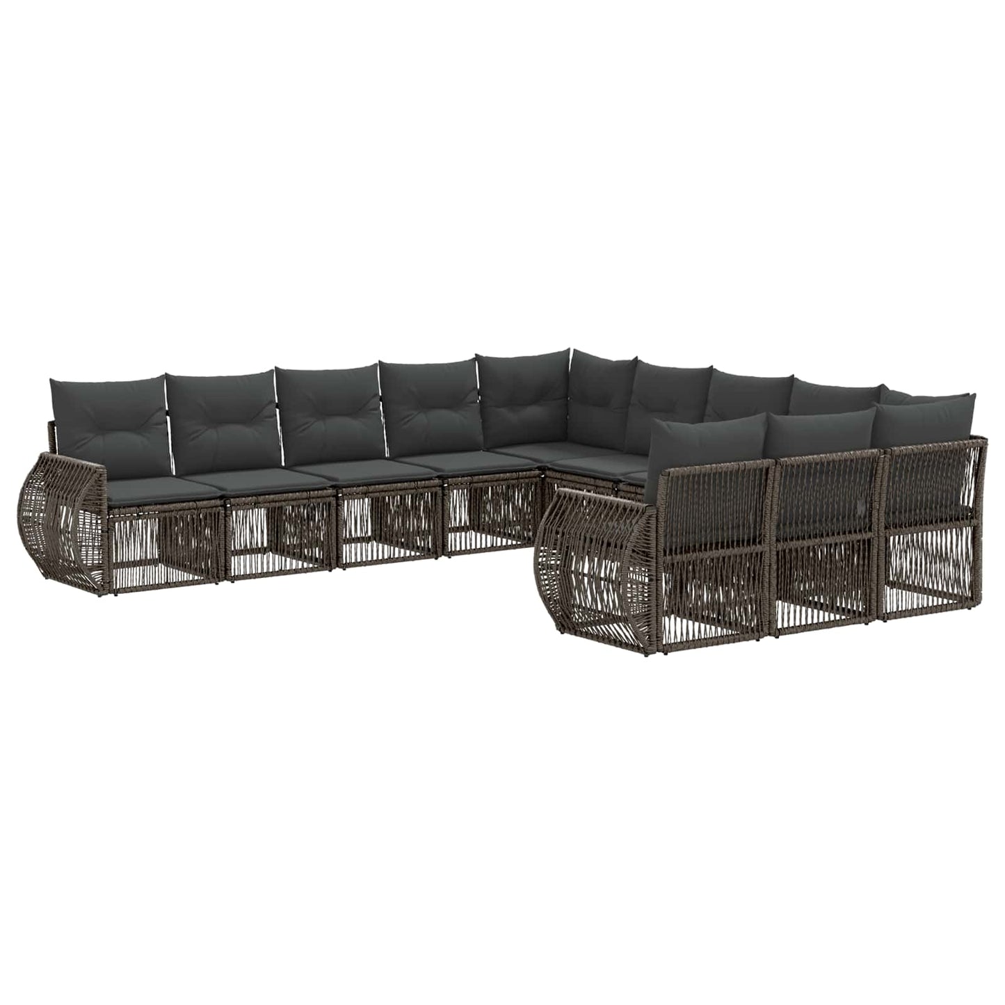 Tuinbankenset 11 pcs Grijs en Donkergrijs poly rattan