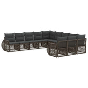 Tuinbankenset poly rattan 11-delig grijs