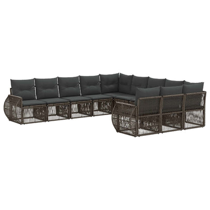 Tuinbankenset 11 pcs Grijs en Donkergrijs poly rattan