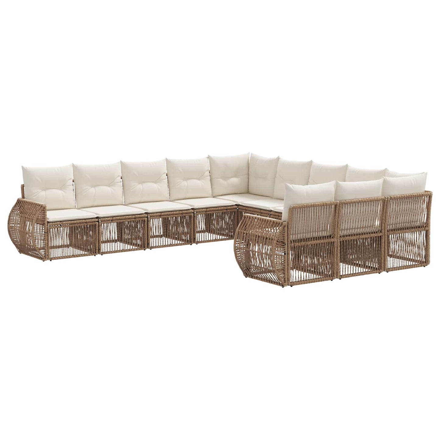 Tuinbankenset 11 pcs Beige en Crème Wit poly rattan