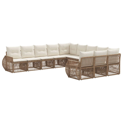 Tuinbankenset 11 pcs Beige en Crème Wit poly rattan