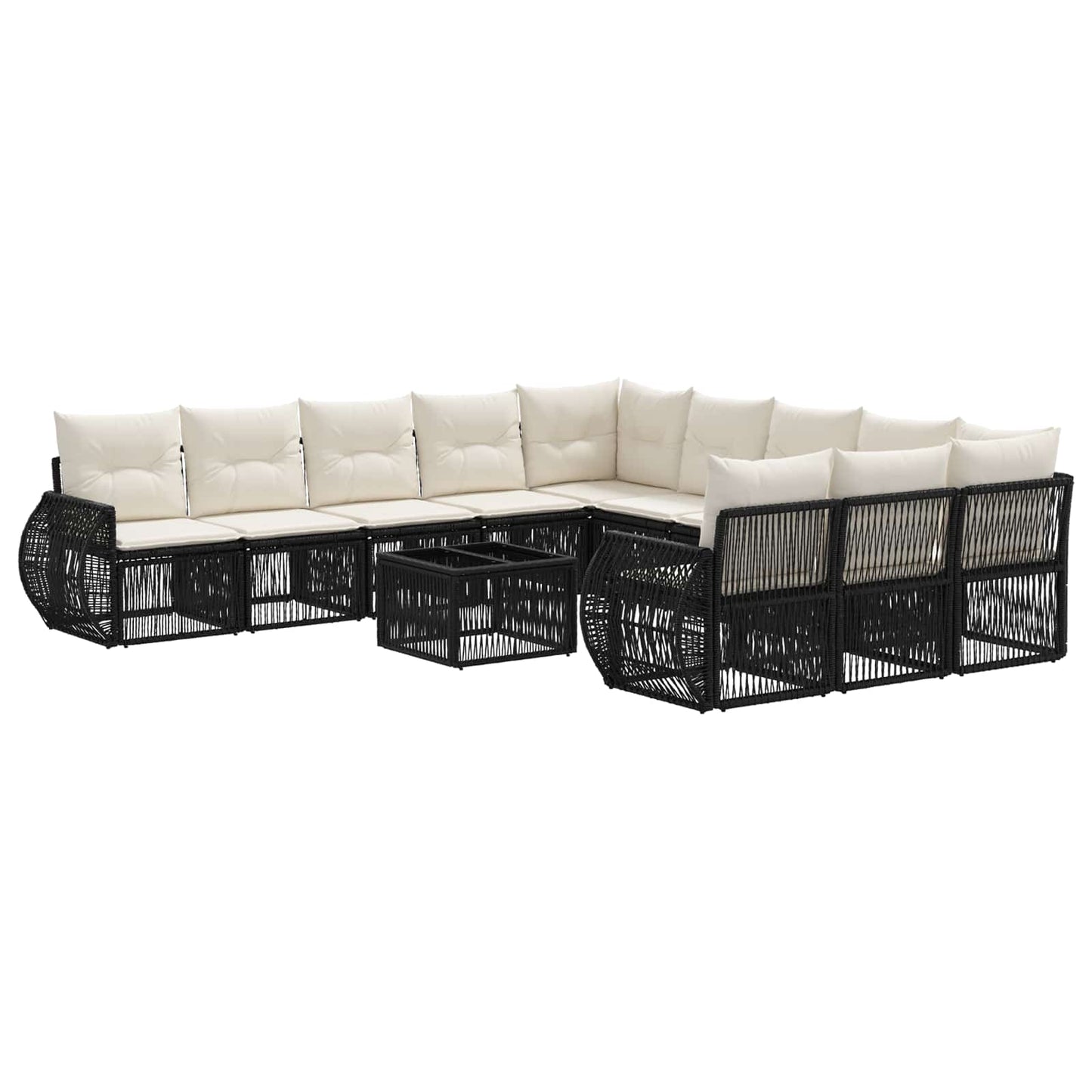 Tuinbankenset 12 pcs Zwart en Cream Wit poly rattan