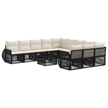 Tuinbankenset 12 pcs Zwart en Cream Wit poly rattan