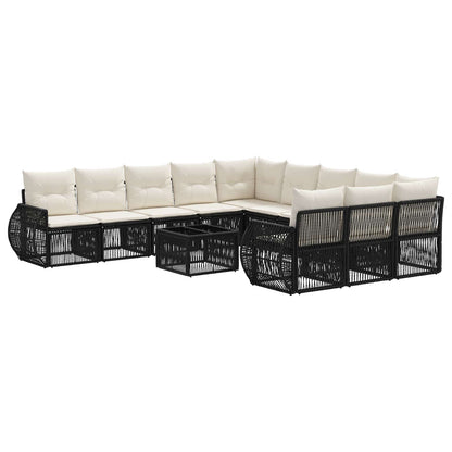 Tuinbankenset 12 pcs Zwart en Cream Wit poly rattan