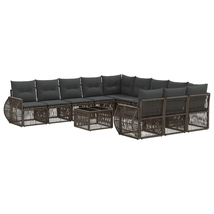 Tuinbankenset 12 pcs Grijs en Donkergrijs poly rattan