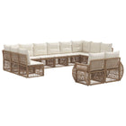Tuinbankenset poly rattan beige crème wit 12 persoons