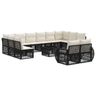 Garden Bench Set 13 pcs Black and Cream White poly rattan