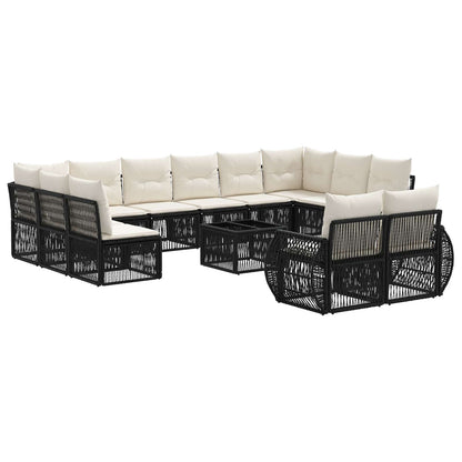 Tuinbankenset 13 pcs Zwart en Cream Wit poly rattan