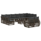 Garden Lounge Set 13 pcs Grey and Dark Grey poly rattan