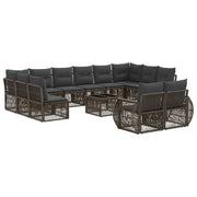 Tuinbankenset poly rattan grijs 13-delig