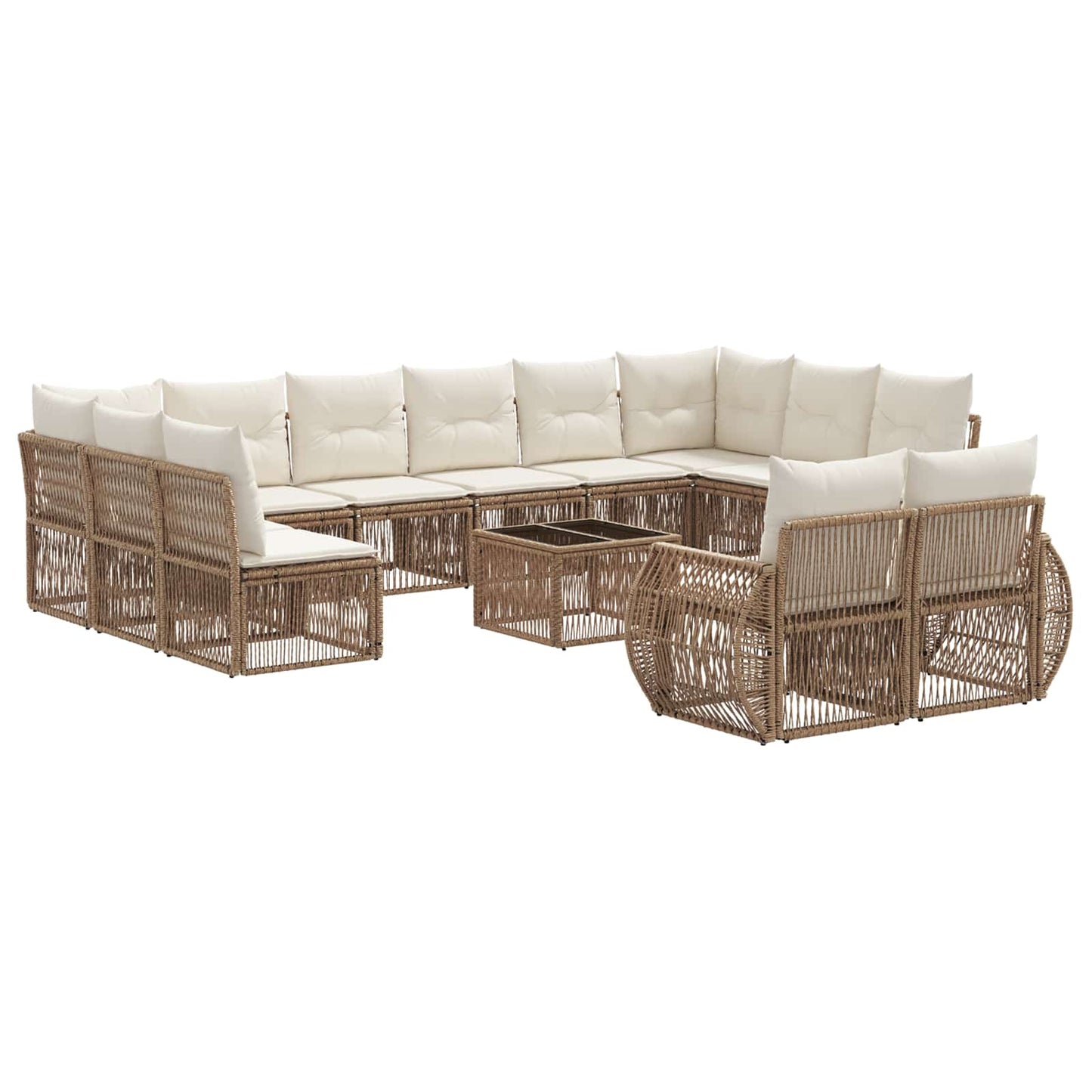 Tuinbankenset 13 pcs Beige en Crème Wit poly rattan