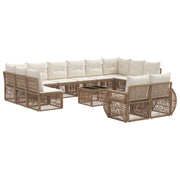 Tuinset poly rattan 13-delig beige crème wit