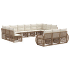 Tuinbankenset poly rattan 13 personen beige crème wit