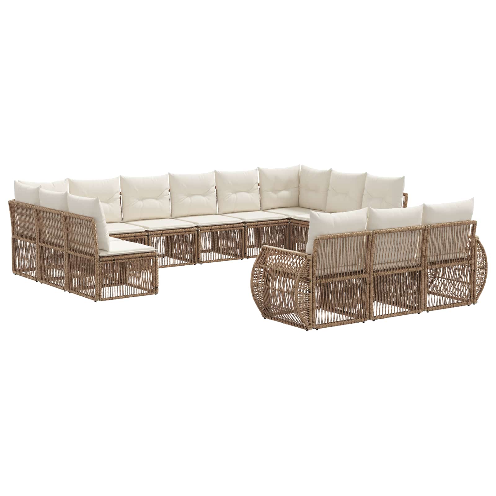 Tuinbankenset 13 pcs Beige en Crème Wit poly rattan