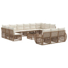 Garden bench set 14 pcs Beige and Cream White poly rattan