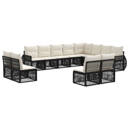 Tuinbankenset 12 pcs Zwart en Cream Wit poly rattan