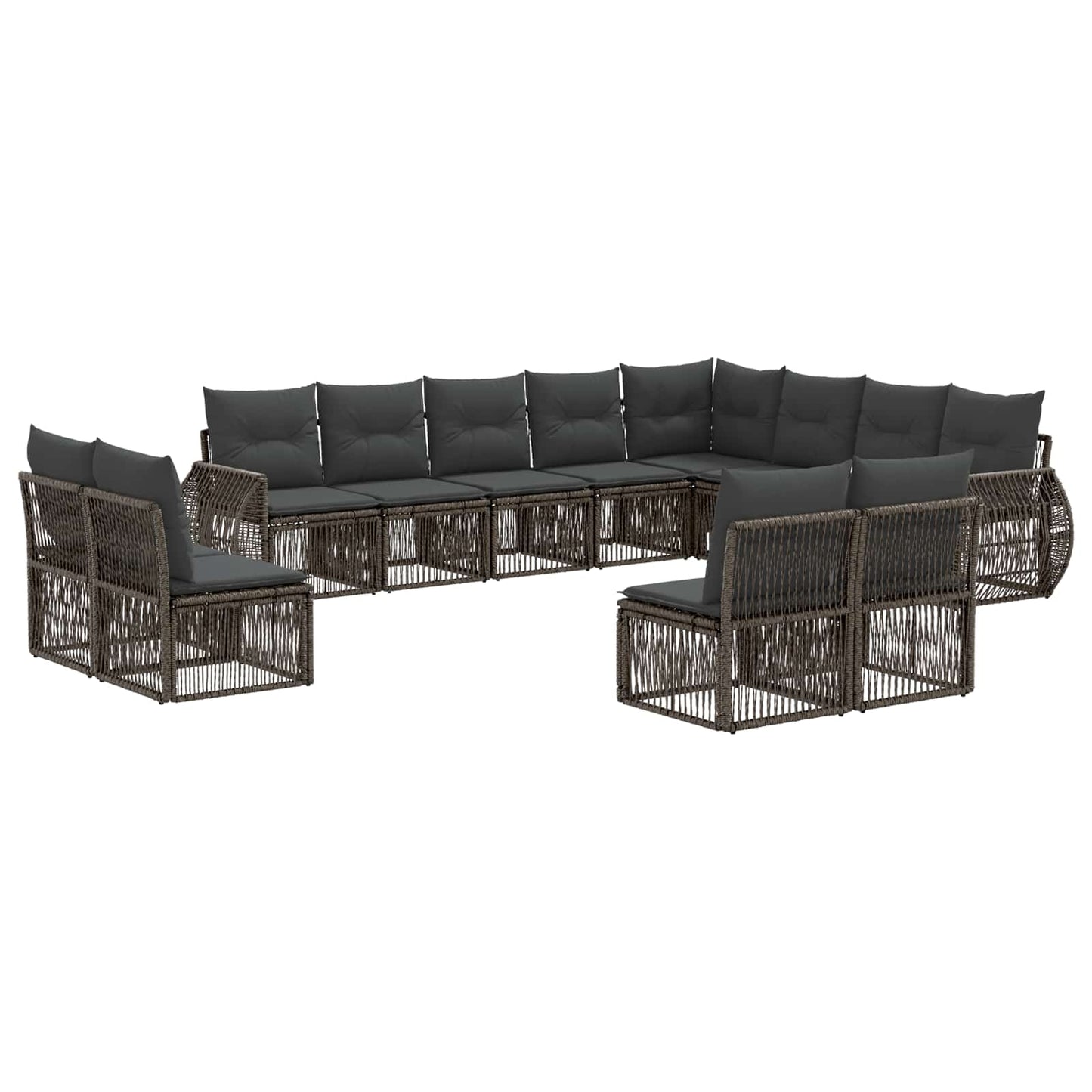 Tuinbankenset 12 pcs Grijs en Donkergrijs poly rattan