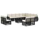 Garden Bench Set 13 pcs Black and Cream White poly rattan