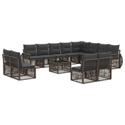 Tuinset poly rattan grijs donkergrijs 13-delig