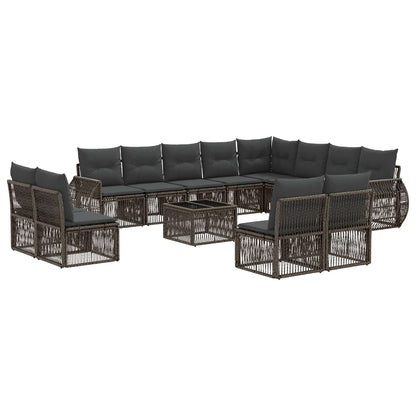 Tuinbankenset 13 pcs Grijs en Donkergrijs poly rattan