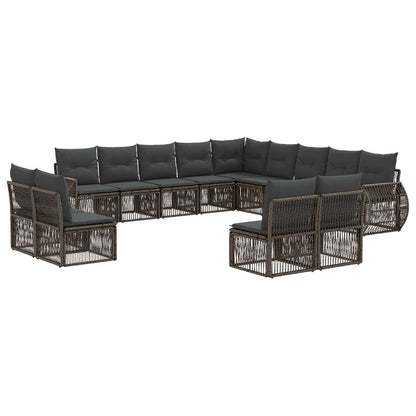 Tuinbankenset 13 pcs Grijs en Donkergrijs poly rattan