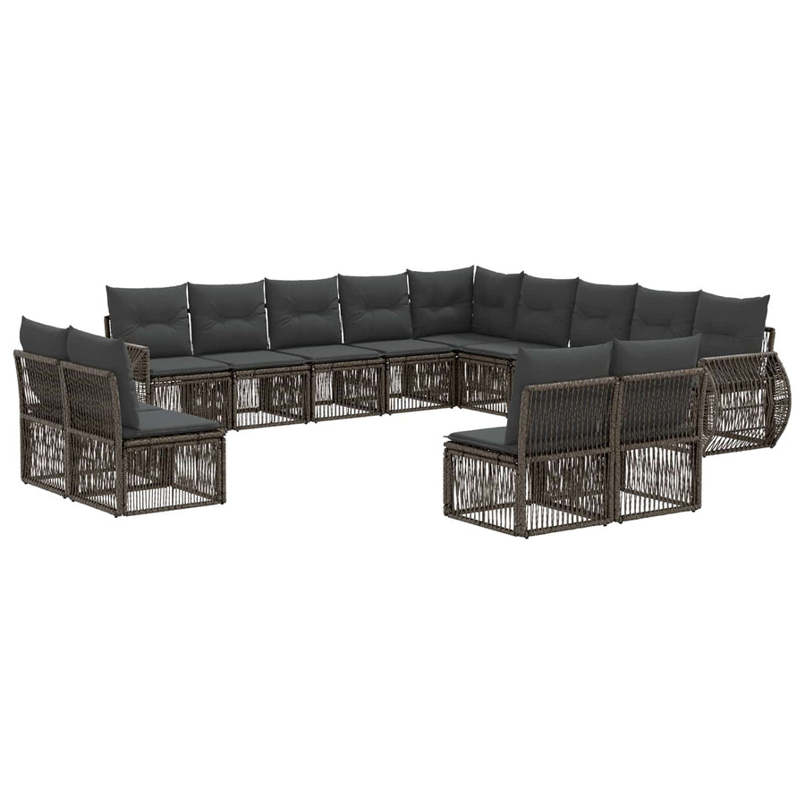 Tuinbankenset 13 pcs Grijs en Donkergrijs poly rattan