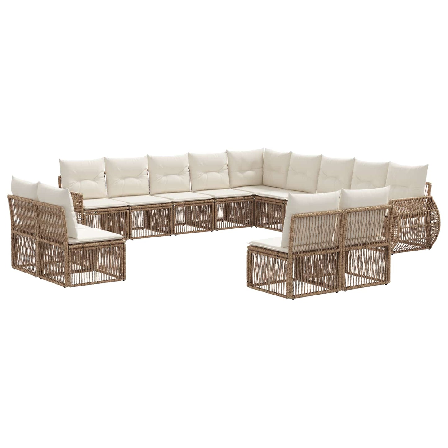 Tuinbankenset 13 pcs Beige en Crème Wit poly rattan
