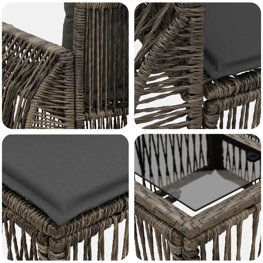 Tuinbankenset 14 pcs Grijs en Donkergrijs poly rattan