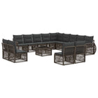 Garden lounge set 14 pcs Grey and Dark Grey poly rattan