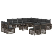 Tuinbankenset poly rattan grijs 14-delig