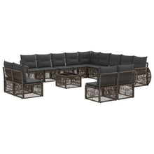 Tuinbankenset 14 pcs Grijs en Donkergrijs poly rattan