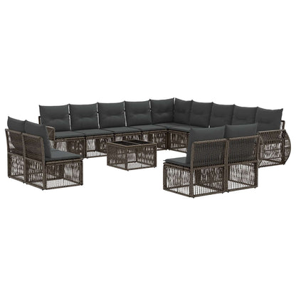 Tuinbankenset 14 pcs Grijs en Donkergrijs poly rattan