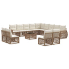 Garden bench set 14 pcs Beige and Cream White poly rattan