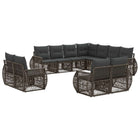 Tuinbankenset 11-delig poly rattan grijs