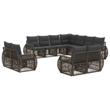 Tuinbankenset 11 pcs Grijs en Donkergrijs poly rattan