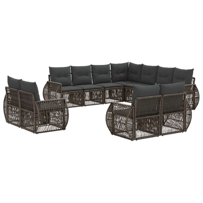 Tuinbankenset 11 pcs Grijs en Donkergrijs poly rattan