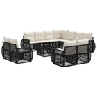 Garden Lounge Set 12 pcs Black and Cream White poly rattan