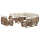 Garden Sofa Set 12 pcs Beige and Cream White poly rattan