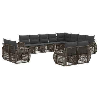 Tuinbankenset 12 pcs Grijs en Donkergrijs poly rattan