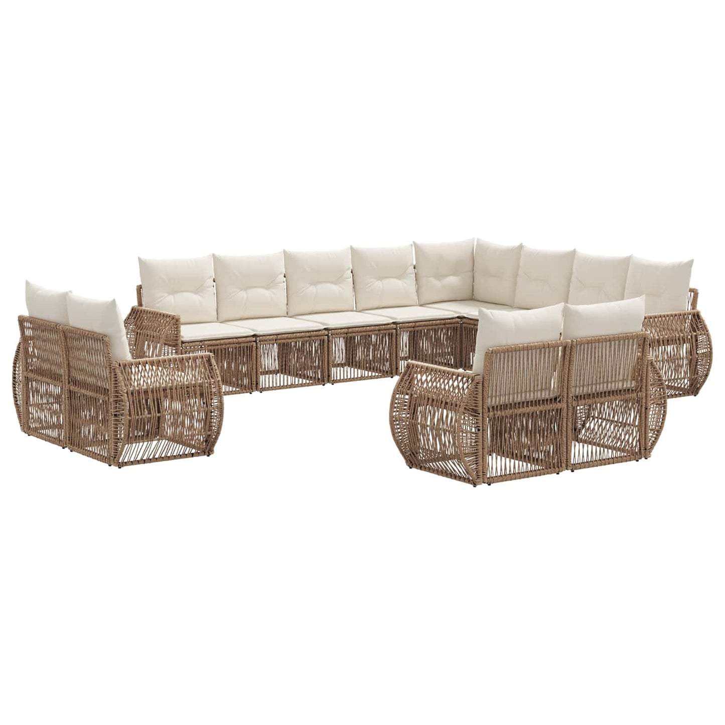 Tuinbankenset 12 pcs Beige en Crème Wit poly rattan