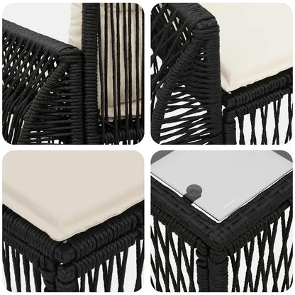 Tuinbankenset 13 pcs Zwart en Cream Wit poly rattan