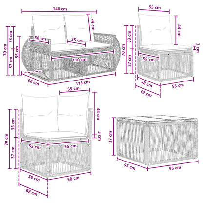 Tuinbankenset 13 pcs Zwart en Cream Wit poly rattan