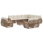 Garden bench set 13 pcs Beige and Cream White poly rattan