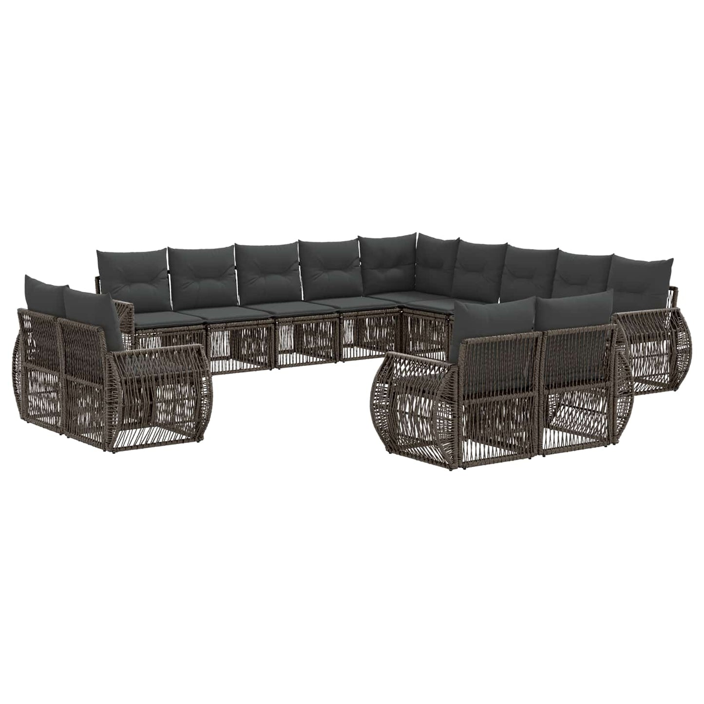 Tuinbankenset 13 pcs Grijs en Donkergrijs poly rattan
