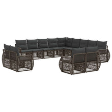 Tuinbankenset 13 pcs Grijs en Donkergrijs poly rattan