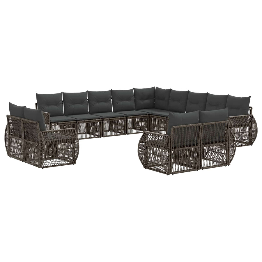 Tuinbankenset 13 pcs Grijs en Donkergrijs poly rattan